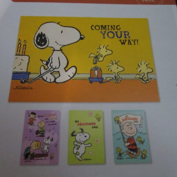 BOX OF 12 DAYSPRING PEANUTS BIRTHDAY CARDS PLUS 9 EXTRAS - Picture 2 of 6